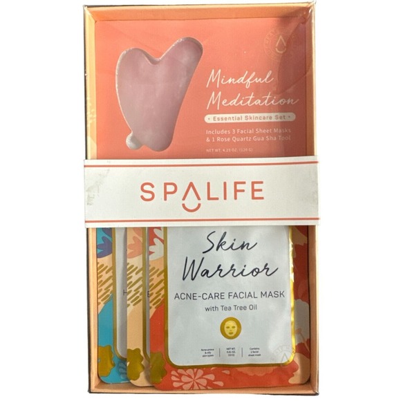 Spa Life Mindful Meditation Essential Skincare Set Facial Masks + Gua Sha Tool - Picture 1 of 2